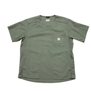 Carhartt Men's C16418 Rugged Flex Ripstop Scrub Top Green Large